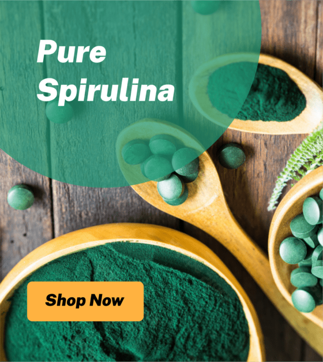 100% natural pure spirulina and healthy food supplements